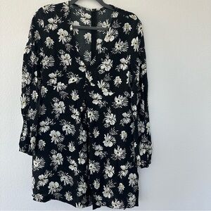 Floral Black Romper Dress